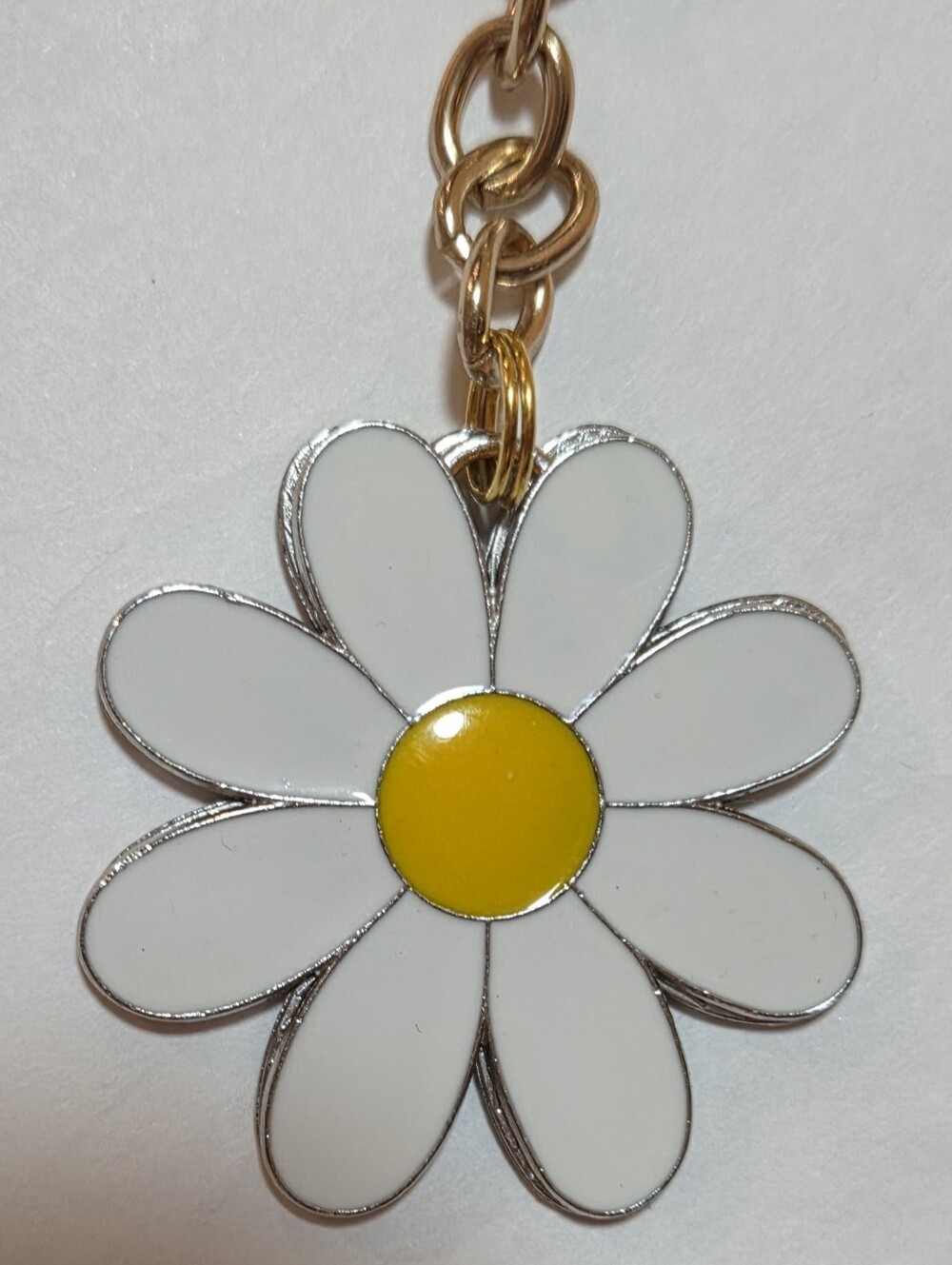 🍋Bright Yellow Lemon Purse Charm • White Daisy Floral Leather Tassel Keychain - Picture 7 of 16
